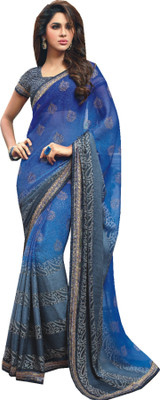 Vishal Self Design Bollywood Chiffon Saree(Blue)