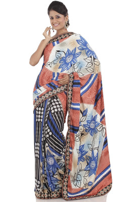 Chhabra 555 Printed Fashion Synthetic Chiffon Saree(Multicolor) Chhabra 555 Printed Fashion Synthetic Chiffon Saree(Multicolor)