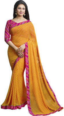 

Khushali Self Design, Printed Fashion Georgette Saree(Yellow)