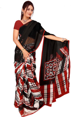 

Khushali Printed Daily Wear Georgette Saree(Black)