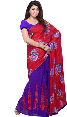 

JTInternational Self Design, Floral Print Fashion Jacquard, Georgette Saree(Multicolor)