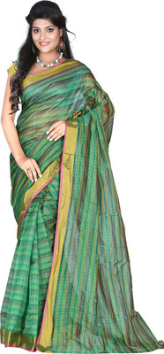 

Ansu Fashion Printed Chettinadu Art Silk Saree(Light Green), Multi color