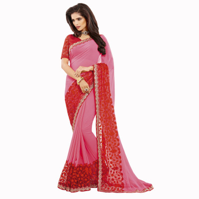 

Vishal Self Design Bollywood Georgette Saree(Pink, Red)