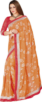 

Vishal Self Design Bollywood Chiffon Saree(Orange)