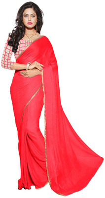 

Manthan Solid Daily Wear Chiffon Saree(Red)