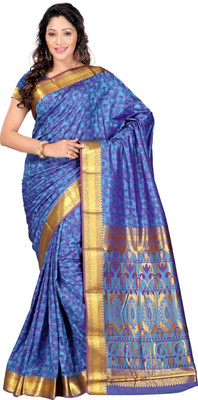 

Varkala Silk Sarees Woven Kanjivaram Saree(Light Blue), Ananda
