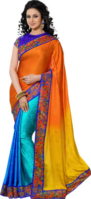 

Brijraj Printed Fashion Jacquard Saree(Orange, Yellow, Blue), Blue;orange;yellow