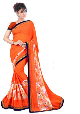 

Avaran fashion Printed Bollywood Georgette Saree(Orange), Multi
