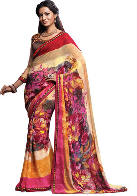 

Indianbeauty Printed, Embroidered Bollywood Pure Georgette Saree(Multicolor)
