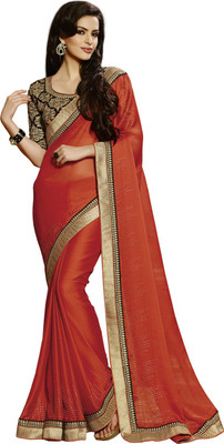 

Saara Self Design Fashion Chiffon Saree(Orange)
