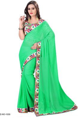 

Indianbeauty Solid Bollywood Chiffon Saree(Light Green)