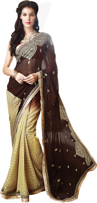 

Shonaya Embroidered Fashion Georgette Saree(Brown, Beige)