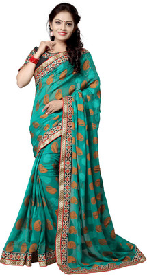 

Ishin Embroidered Fashion Jacquard Saree(Green)