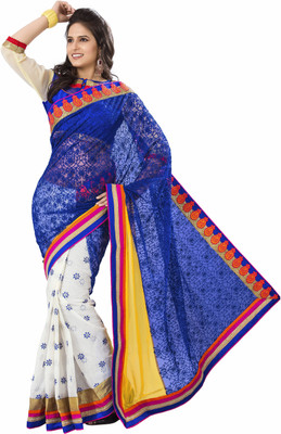 

Khushali Self Design, Embroidered Fashion Cotton, Georgette, Net Saree(Blue, Beige, Yellow, White), Beige;blue;white;yellow