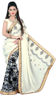 

Khoobee Self Design, Embroidered Fashion Georgette Saree(Beige, Multicolor)