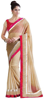 

Vishal99 Solid Bollywood Chiffon Saree(Beige)