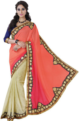 

Desi Butik Embellished Fashion Jacquard Saree(Pink, Beige), Beige;pink