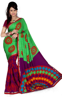 

Cenizas Printed Fashion Art Silk Saree(Multicolor), Green