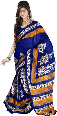 

Right Shape Printed Bollywood Polycotton Saree(Blue), Navy blue