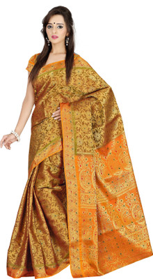 

Mimosa Printed Kanjivaram Handloom Art Silk Saree(Green), Olive*gold