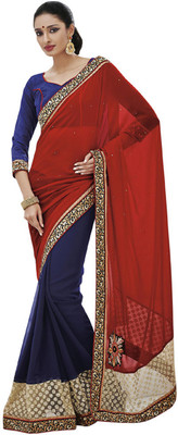 

Desi Butik Self Design Fashion Georgette Saree(Red)