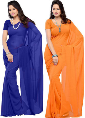 

Multi Retail Printed Daily Wear Georgette Saree(Pack of 2, Blue, Orange), Blue01;orange03
