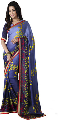 

Manthan Printed Daily Wear Satin, Chiffon Saree(Blue, Multicolor)