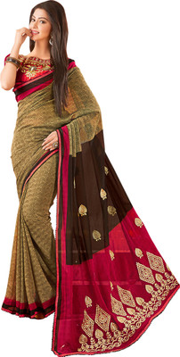 

Jiya Self Design, Embroidered Fashion Chiffon Saree(Beige, Brown, Pink, Red)