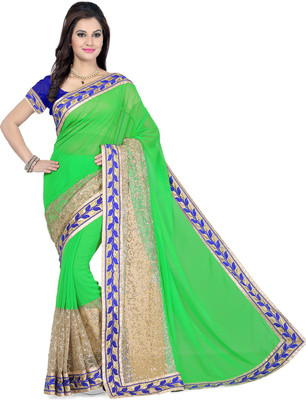 

Ishin Embellished Fashion Georgette Saree(Green)