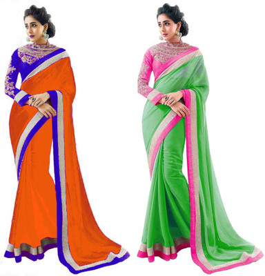

Stylezone Self Design Fashion Chiffon Saree(Pack of 2, Multicolor)