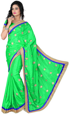 

Vishakha Fashion Embroidered Fashion Jacquard Saree(Green)