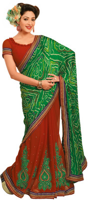 

Chirag Sarees Self Design Bandhani Chiffon Saree(Multicolor)