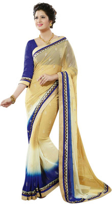 

Dancing Girl Embroidered Bollywood Georgette Saree(Beige)