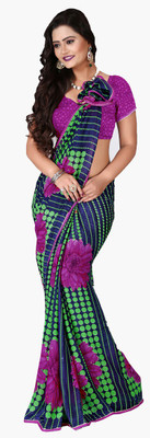 

Khushali Self Design, Printed Fashion Georgette Saree(Purple, Green, Blue, Multicolor), Blue;green;multicolor;purple