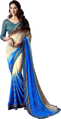 

Jiya Self Design, Printed Fashion Georgette Saree(Beige, Blue, Brown)