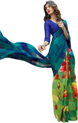 

Parisha Printed Fashion Georgette Saree(Multicolor), Blue;green