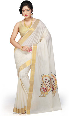 

Fashionkiosks Self Design Balarampuram Handloom Cotton Saree(Multicolor), Cream