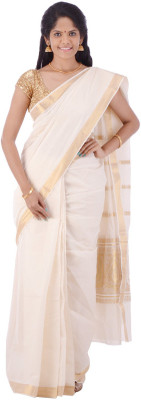 

Fashionkiosks Self Design Balarampuram Handloom Cotton Saree(Multicolor), Cream