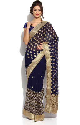 

Soch Self Design Fashion Georgette Saree(Blue), Navy blue