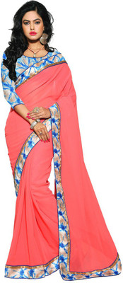 

Lovely Look Solid Daily Wear Georgette Saree(Pink)