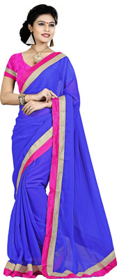 

Party Wear Dresses Solid Fashion Chiffon Saree(Blue)
