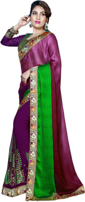 

Parisha Embroidered Daily Wear Georgette Saree(Pack of 2, Purple, Green)