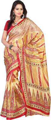 

Indrani Printed Fashion Art Silk Saree(Multicolor), Pink