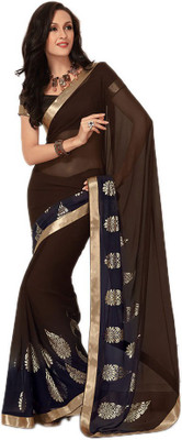 

Party Wear Dresses Printed Fashion Pure Chiffon Saree(Brown)