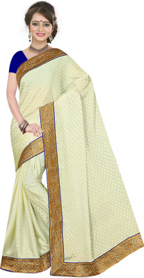 

Khoobee Self Design, Embellished Fashion Jacquard Saree(Beige)