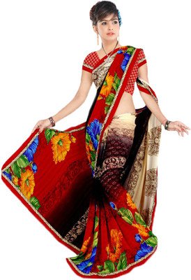 

Party Wear Dresses Printed Fashion Georgette Saree(Red)