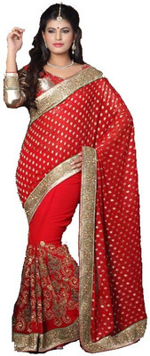 

Stylezone Embroidered Fashion Viscose Saree(Red)