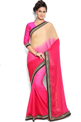 

Soch Embroidered Fashion Chiffon Saree(Pink), Dark pink