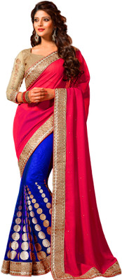 

M.S.Retail Self Design Fashion Handloom Raw Silk Saree(Red, Blue), Blue;red