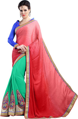 

Stylezone Embroidered Fashion Georgette Saree(Green)